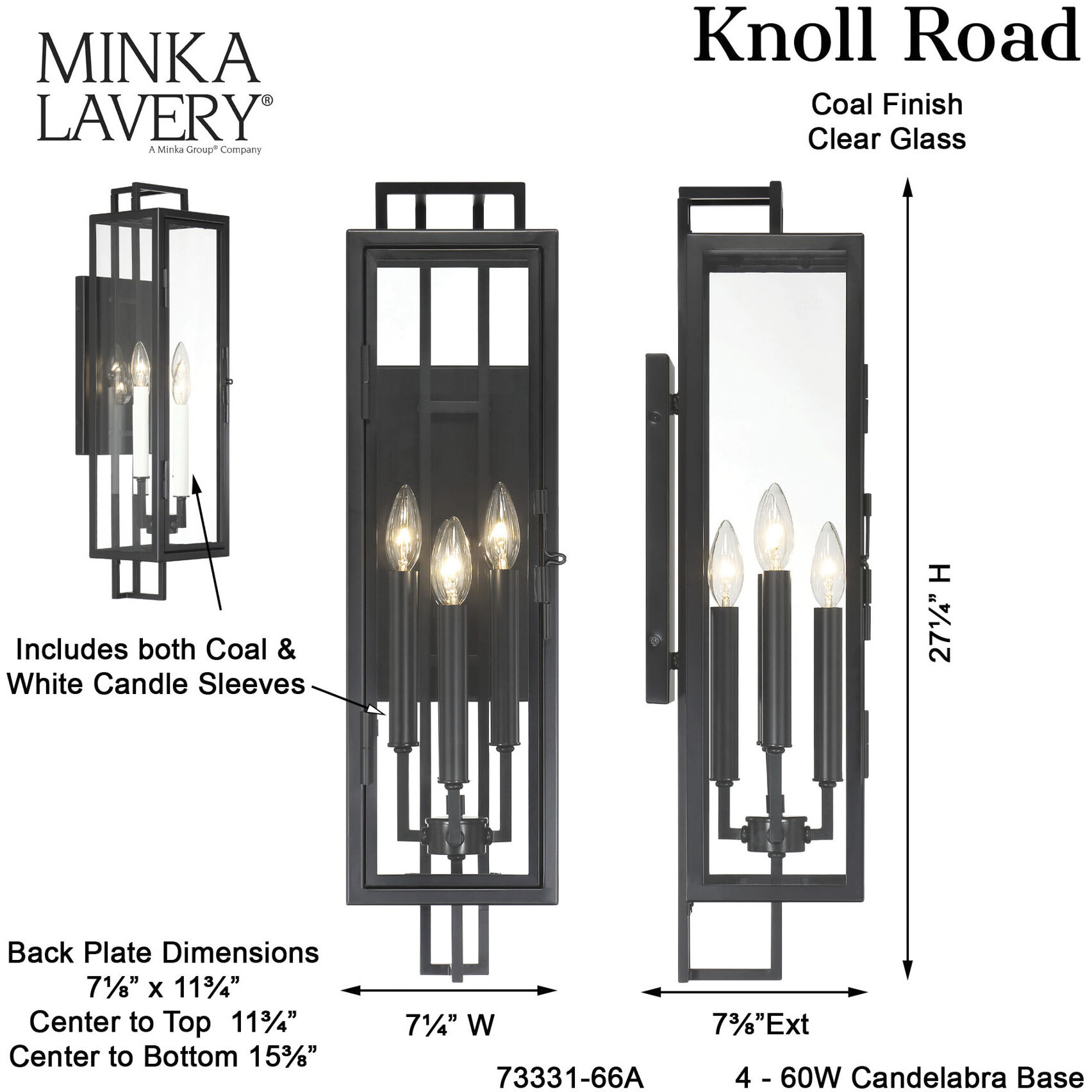 Knoll Road 4 Light 27.13 inch Coal Outdoor Wall Mount, Great Outdoors